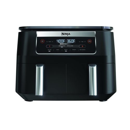 Ninja Foodi DZ090C 5-en-1, 6 pte Friteuse à air chaud à 2 paniers avec technologie Dualzone, noir