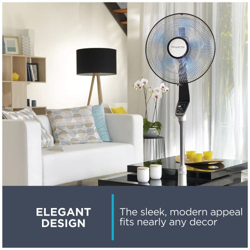 Rowenta VU5670 Turbo silence Stand Fan Oscillating Fan with Remote Control, Standing Fan, 5-speed, Silver