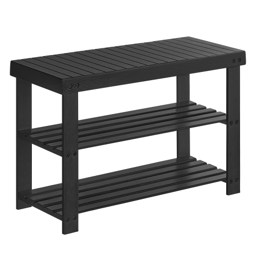 SONGMICS  Shoe Rack Bench, 3-Tier Bamboo Shoe Storage Organizer, 11.3 X 27.6 X 17.8 Inches Ulbs04H In Black