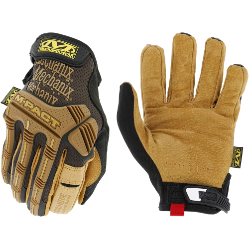 MECHANIX WEAR  : M-Pact Leather Work Gloves - Absorbs Vibrations, Impact Protection, Abrasion Resistant (Large, Brown/bl