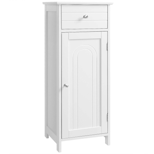 VASAGLE Bathroom Floor Cabinet Wooden Storage Organizer Unit with Drawer and Shelf White UBBC48WT