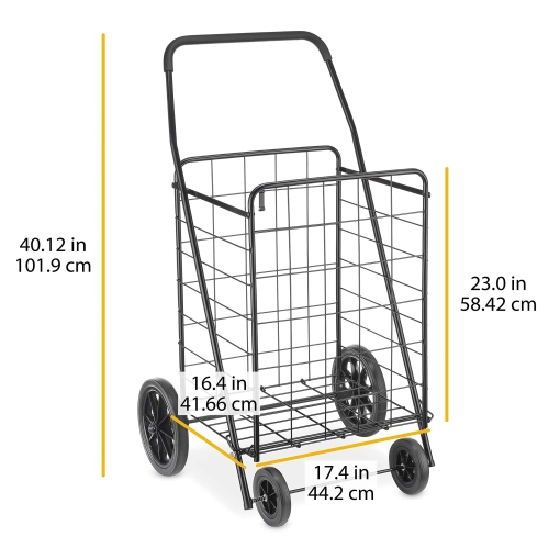 Whitmor 6318-2678 Deluxe Rolling Utility Cart, Black, Extra Large