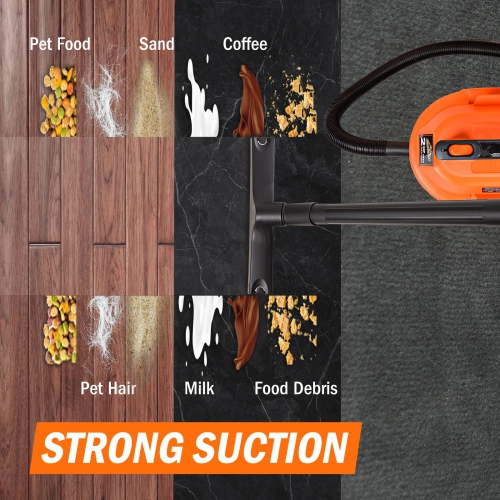 Armor All – aspirateur à déchets secs/humides 255 W de 2,5 gallons, 2,0 a, pointe, avec buses et brosse, 2,5 gallons, orange/noir