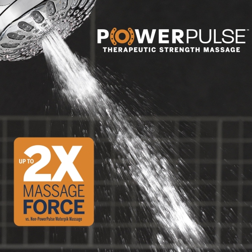 Waterpik PowerPulse Flexible Neck Shower Head Adjustable Shower Head for All Heights, Chrome 7-Mode XPP-703E
