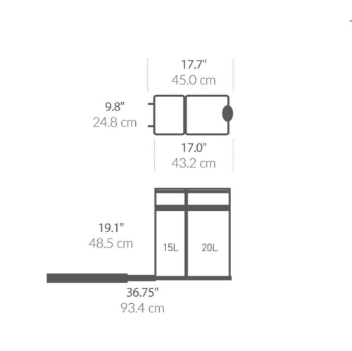 simplehuman 35 Liter / 9.3 Gallon Dual Compartment Under Counter Kitchen Cabinet Pull-Out Recycling Bin and Trash Can,..