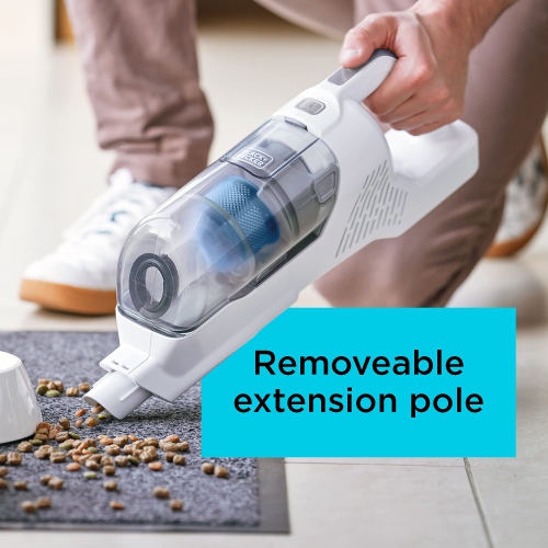 BLACK+DECKER POWERSERIES+ 16V MAX Cordless Stick Vacuum with LED Floor Lights, Lightweight, Multi-Surface, White (BHFE..