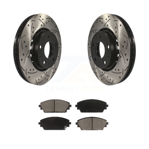 TRANSIT AUTO  Front Drill Slot Brake Rotors Ceramic Pad Kit for Mazda 3 Vehicles Manufactured In Mexico Kdc-101049