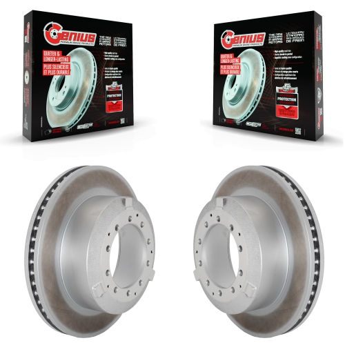 GENIUS  Rear Coated Brake Rotor Pair for Ford F-350 Super Duty F-450 F-550 International Terrastar Kg-101832