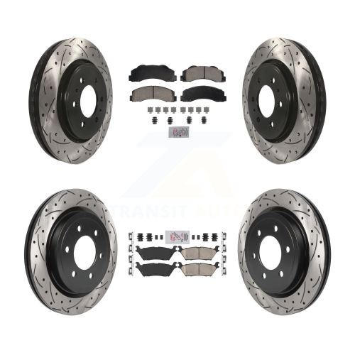TRANSIT AUTO  Front Rear Ceramic Pad Drill Slot Disc Brake Rotors Kit for Ford F-150 Expedition Lincoln Kda-102850