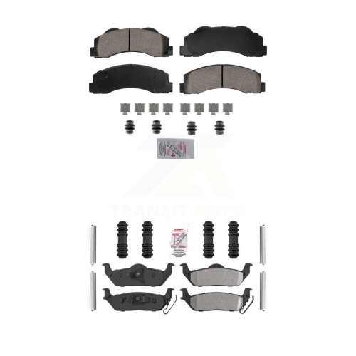 AMERIBRAKES  Front Ceramic Rear Semi-Metallic Disc Brake Pads Kit for 2010-2011 Ford F-150 Knf-101830