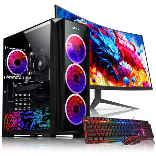 Ordinateur jeu ZForce RVB AQVIN - moniteur jeu incurvé 27&nbsp;po - Excl. BBY