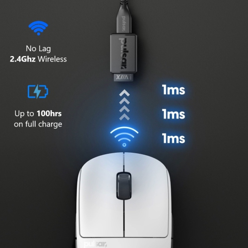 Pulsar Gamig Gears X2A Mini Black Buttons Wireless Ultralight, Ambidextrous, High Performance, Ergonomic Design, 2.4Ghz 1ms Polling Rate PAW3395 26K