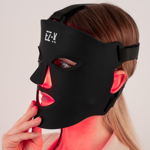 Masque à lumière rouge d'EZ-X Pro - thérapie par lumière infrarouge pour le visage - 240 DEL - masque sans fil pour le visage à DEL pour traitement