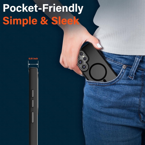 XCRS – Étui givré pour Galaxy S24 Ultra de Samsung avec MagSafe mat, protection complète pour objectif d’appareil photo, étui rigide magnétique mince