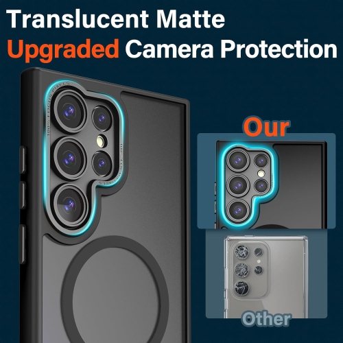 XCRS – Étui givré pour Galaxy S24 Ultra de Samsung avec MagSafe mat, protection complète pour objectif d’appareil photo, étui rigide magnétique mince