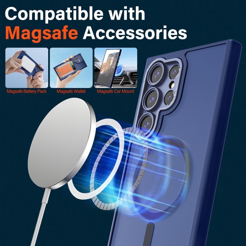 XCRS – Étui givré pour Galaxy S24 Ultra de Samsung avec MagSafe mat, protection complète pour objectif d’appareil photo, étui rigide magnétique mince