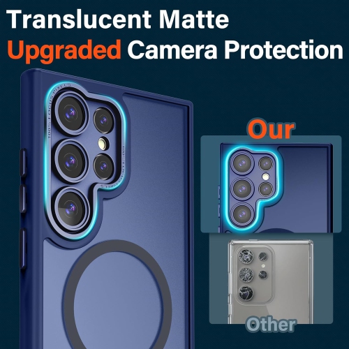 XCRS – Étui givré pour Galaxy S24 Ultra de Samsung avec MagSafe mat, protection complète pour objectif d’appareil photo, étui rigide magnétique mince