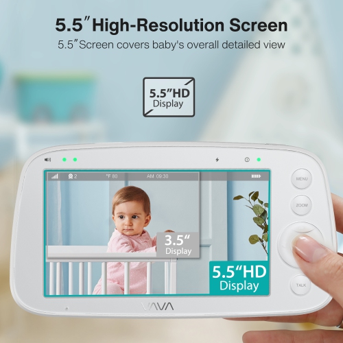 VAVA 5.5" 1080P HD Video Baby Monitor, Night Vision, Zoom/Pan/Tilt & 2-Way Audio