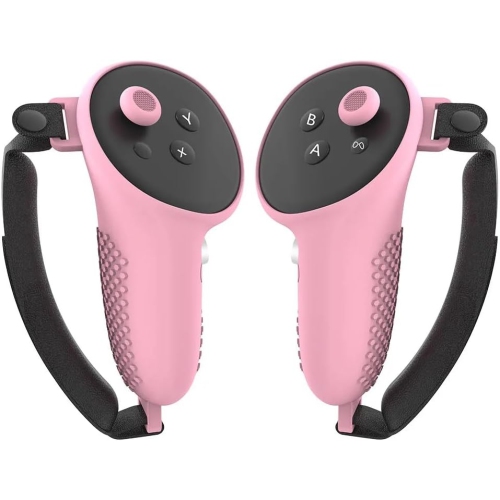 navor 7 in 1 Silicone Protective Case Cover Set for Meta Quest 3 VR Accessories Headset Controller Shell, Eyes, Face, Grip Button & Lens Cover-Pink