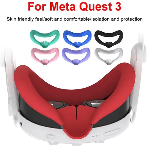 navor 7 in 1 Silicone Protective Case Cover Set for Meta Quest 3 VR Accessories Headset Controller Shell, Eyes, Face, Grip Button & Lens Cover-Pink