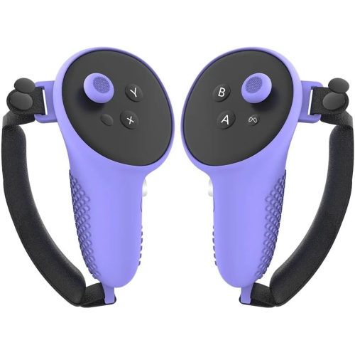 navor 7 in 1 Silicone Protective Case Cover Set for Meta Quest 3 VR Accessories Headset Controller Shell, Eyes, Face, Grip Button & Lens Cover-Purple