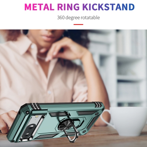 XCRS – Étui mince à deux couches, anneau magnétique intégré, béquille rotative à 360° pour Pixel 8&nbsp;A de Google