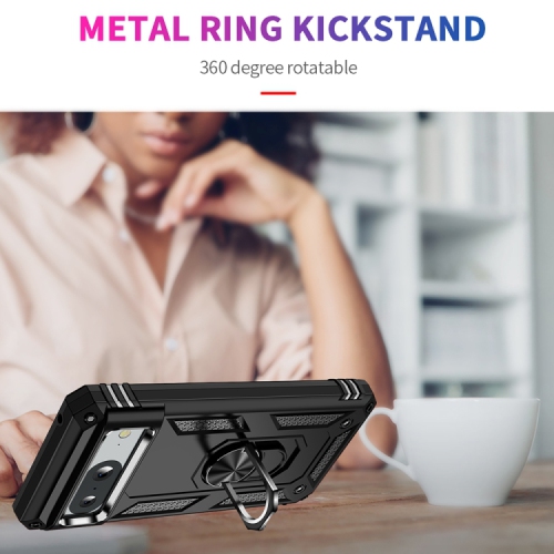 XCRS – Étui mince à deux couches, anneau magnétique intégré, béquille rotative à 360° pour Pixel 8&nbsp;A de Google