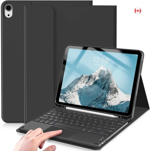 Keyboard Case for iPad Air 11 Inch M2 2024, Air 5th Gen 2022/4th Gen - Pencil Holder, Touchpad, Detachable Bluetooth Keyboard, Black