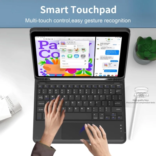 Keyboard Case for iPad Air 11 Inch M2 2024, Air 5th Gen 2022/4th Gen - Pencil Holder, Touchpad, Detachable Bluetooth Keyboard, Black