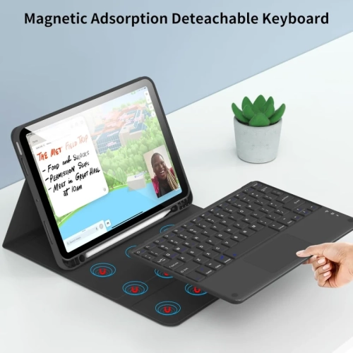 Keyboard Case for iPad Air 11 Inch M2 2024, Air 5th Gen 2022/4th Gen - Pencil Holder, Touchpad, Detachable Bluetooth Keyboard, Black