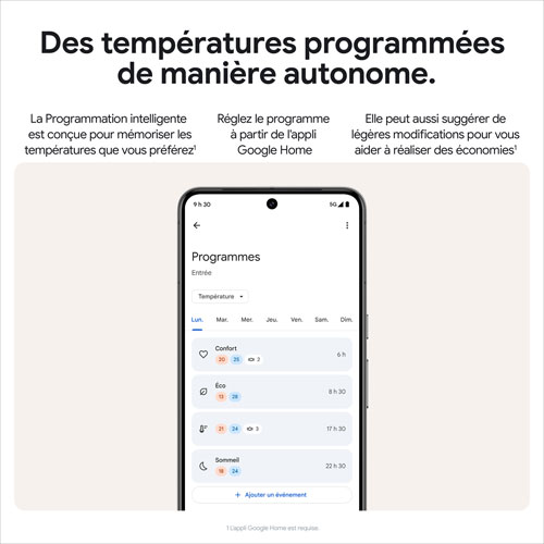 Thermostat intelligent Wi-Fi Nest Learning de Google - Noir volcanique lustré