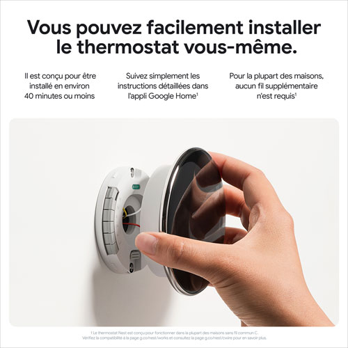 Thermostat intelligent Wi-Fi Nest Learning de Google - Noir volcanique lustré