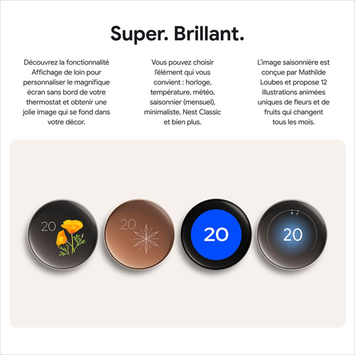 Thermostat intelligent Wi-Fi Nest Learning de Google - Noir volcanique lustré