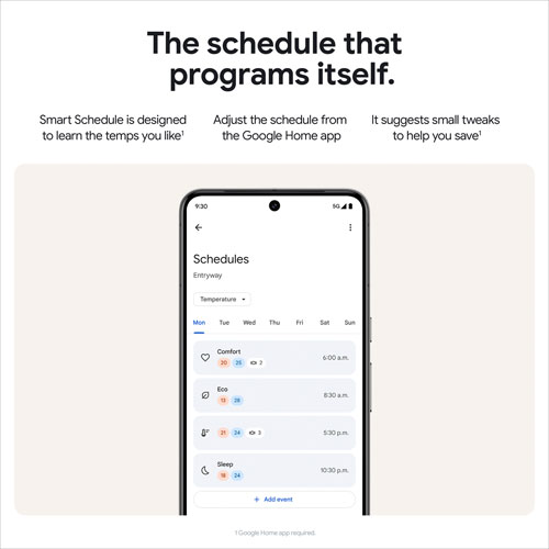 Google Nest Wi-Fi Smart Learning Thermostat - Polished Silver