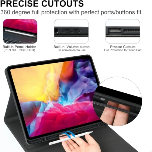 Keyboard Case for iPad Air 13 Inch 2024 & iPad Pro 12.9 Inch 2022 - Wireless Detachable Smart Magic Keyboard with Pencil Holder, Compatible with iPad