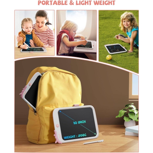LCD Writing Board for Kids,10 inch Doodle Board Drawing Pad Tablet with Lock Function, Portable Learning Toy Gift for 3-8 Years Old Boys Girls, White