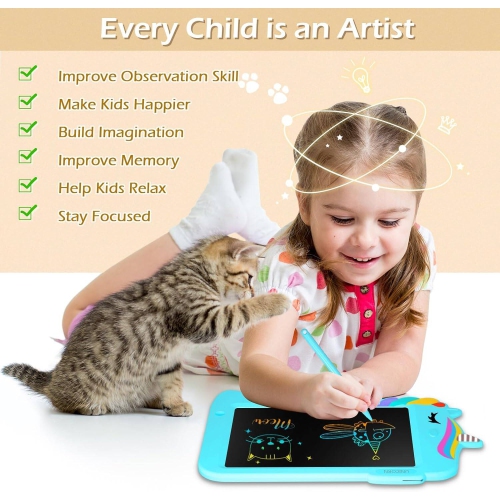 Tablette à dessin ACL, tablette à dessin pour enfants jouet à dessin jouet éducatif jouets d'anniversaire pour enfants de 2 -8 ans, bleu