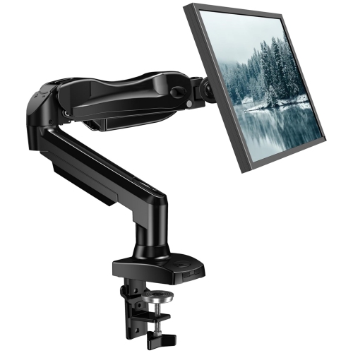 NIERBO  Single Monitor Mount, 13 to 32 Inch Gas Spring Monitor Arm, Adjustable Stand, Vesa Mount w Clamp And Grommet Base - Fits 4.4 to 19.8Lbs Lcd