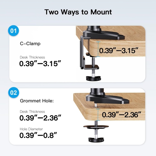Triple Monitor Mount for 17 to 32 inch Screens, Gas Spring Adjustment Triple Monitor Stand with Swivel, Tilt, Rotation, Clamp & Grommet Kit, Silver