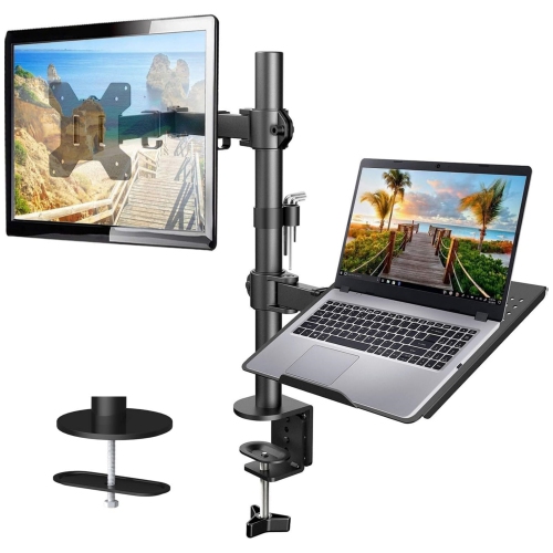 NIERBO  Laptop Monitor Mount, Single Monitor Desk Mount Holds 13-32 Inch Computer Screen, Laptop Notebook Desk Mount Stand Fits Up to 17 Inch, Fully