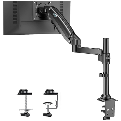 Single Monitor Mount, Adjustable Monitor Arm Desk Mount Fits 13-32 inch Screen, Holds 19.8lb, Gas Spring Monitor Stand with 24.41 inch Max Height,