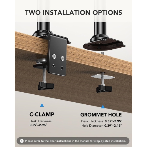 Single Monitor Mount, Adjustable Monitor Arm Desk Mount Fits 13-32 inch Screen, Holds 19.8lb, Gas Spring Monitor Stand with 24.41 inch Max Height,