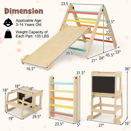 Costway 7-in-1 Toddler Climbing Toy Set with Reversible Ramp Convertible Step Stool