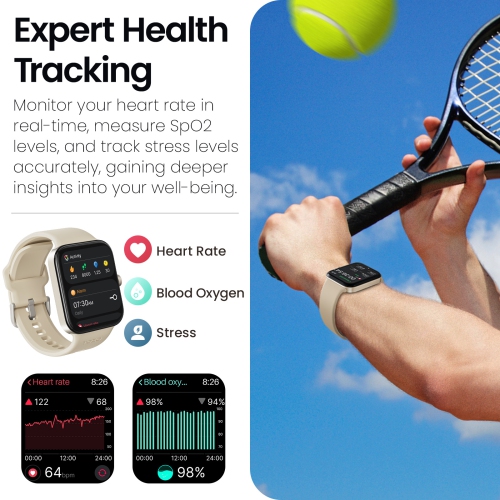 TOZO S4 AcuFit One Smart Watch 1.78" AMOLED Screen , Bluetooth Call Dial Fitness Tracker, Heart Rate and Blood Oxygen, Sleep Monitor, IP68