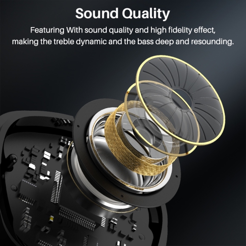 TOZO T18 Bluetooth 5,3 Écouteurs bouton stéréo sans fil autonomes IPX8 Casque d'écoute étanche à réduction des bruits d'appel avec affichage