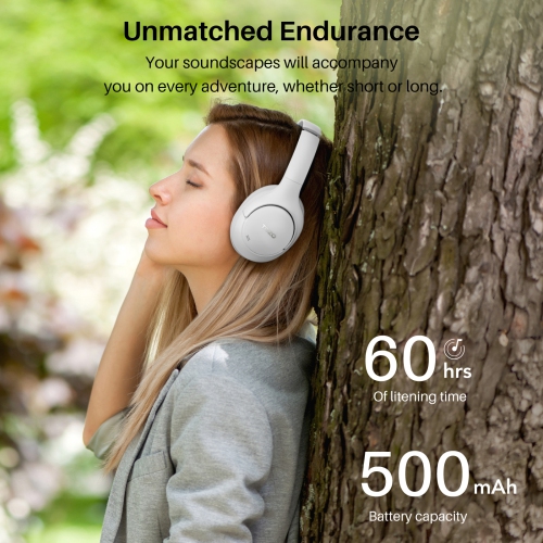 TOZO HT2 Hybrid Active Noise Cancelling Headphones, Wireless Over Ear Bluetooth Headphones, 60H Playtime, Hi-Res Audio Custom EQ via App Deep Bass