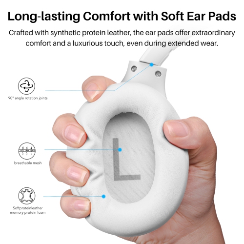 TOZO HT2 Hybrid Active Noise Cancelling Headphones, Wireless Over Ear Bluetooth Headphones, 60H Playtime, Hi-Res Audio Custom EQ via App Deep Bass