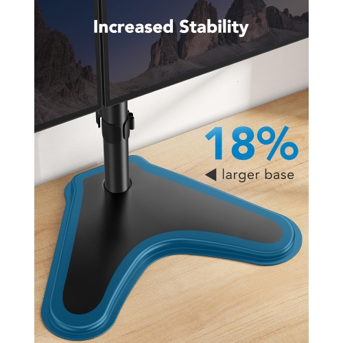13-32 inch Dual Monitor Stand for Desk, Free Standing Monitor Stands for 2 Screens up to 17.6lbs per Arm, Fully Adjustable Dual Monitor Mount with