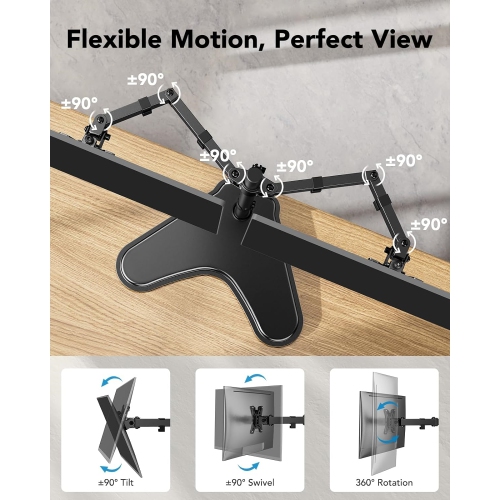 13-32 inch Dual Monitor Stand for Desk, Free Standing Monitor Stands for 2 Screens up to 17.6lbs per Arm, Fully Adjustable Dual Monitor Mount with