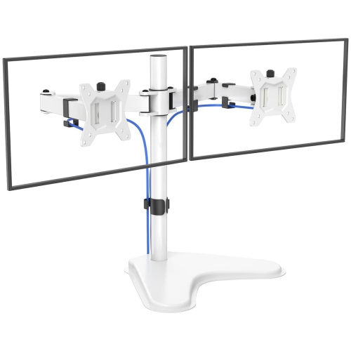 NIERBO  Dual Monitor Stand for 2 Screens Up to 32 Inch, Free Standing Monitor Desk Mount Holds 17.6Lbs Per Arm, Fully Adjustable Monitor Arm \w Tilt